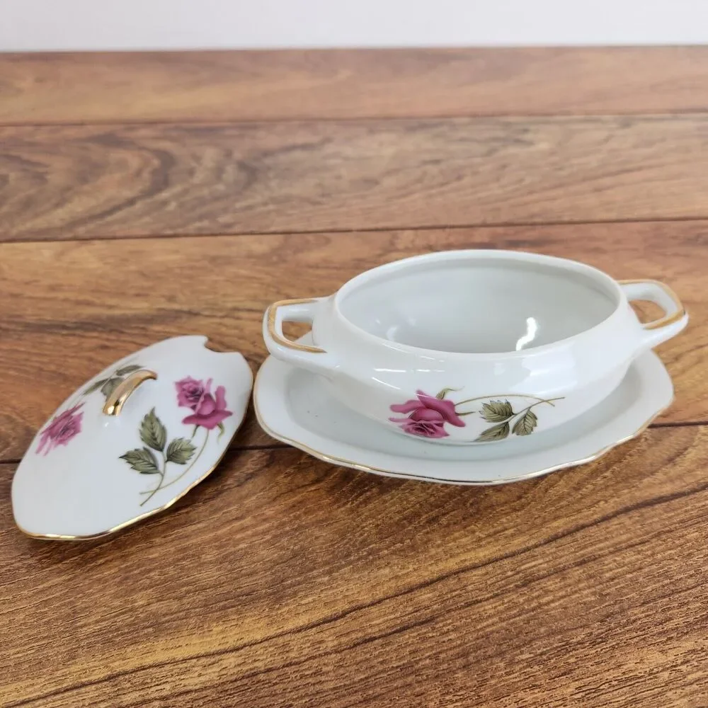 Vintage Royal Sealy Rose Floral sugar bowl White Bone China Floral Flowers